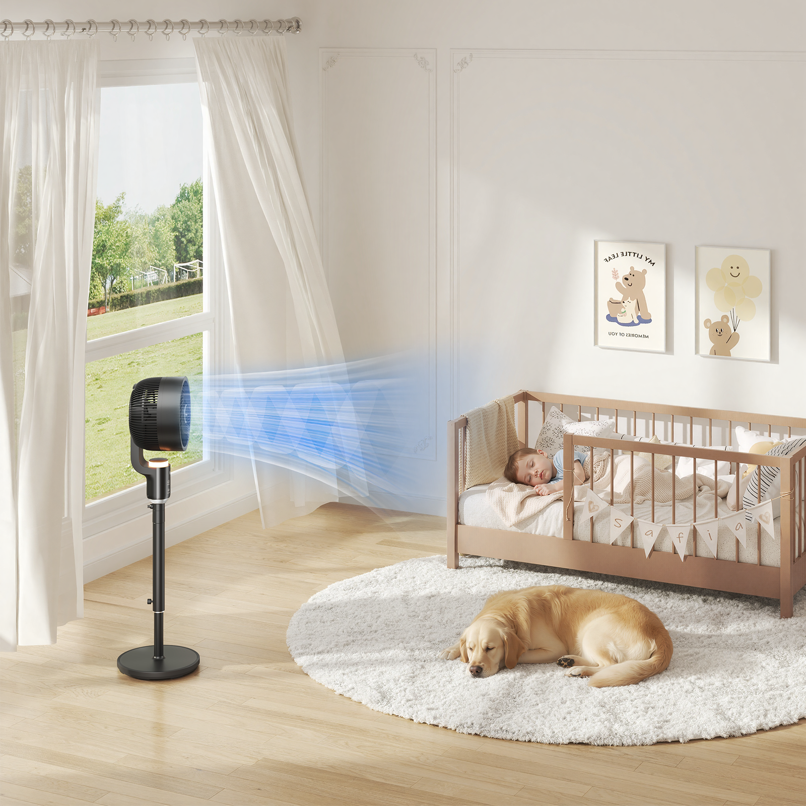 Taskbay Pedestal Fan, Air Circulator Fans with Remote & RGB Light