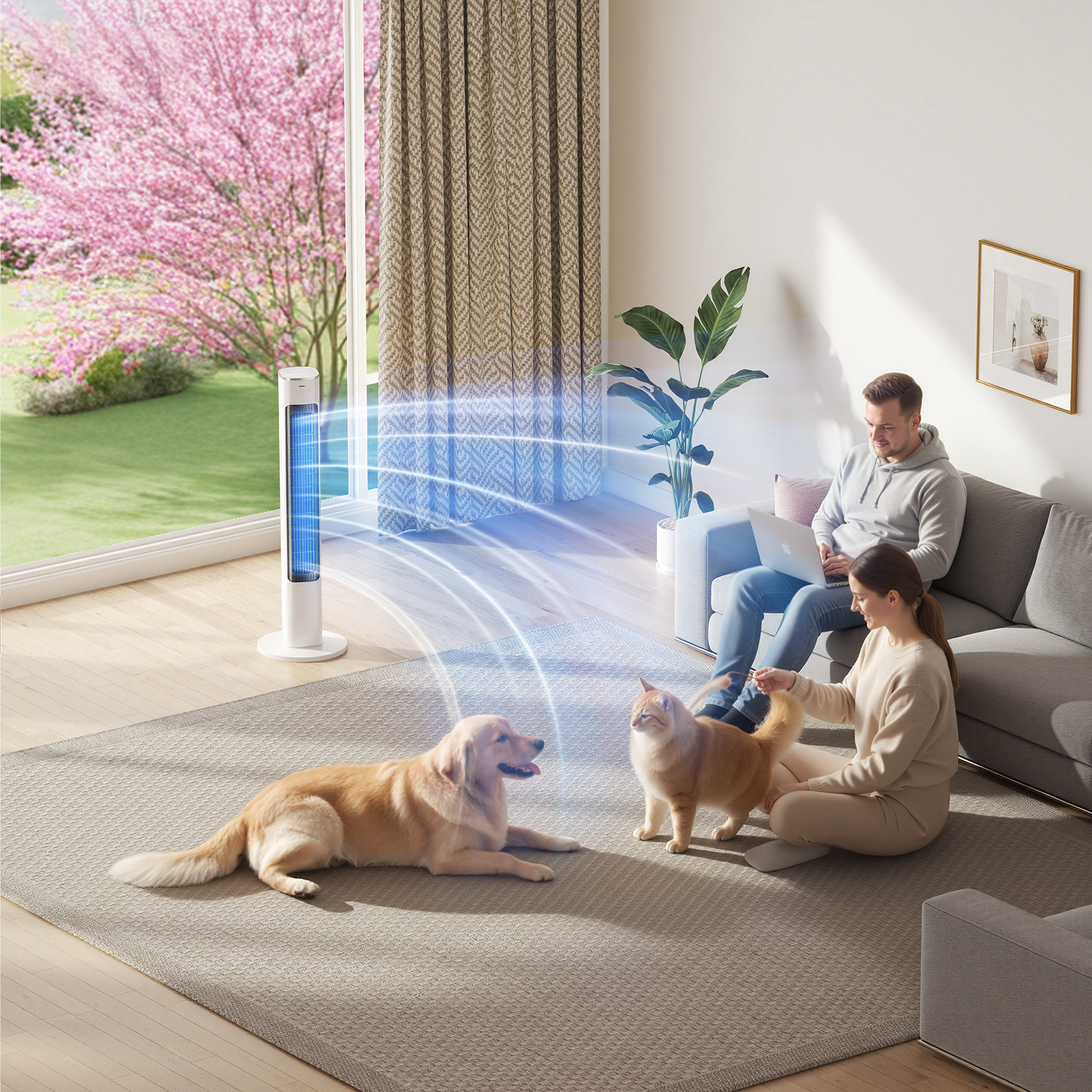 Taskbay 40" Smart Tower Fan with Remote, Standing Floor Fan