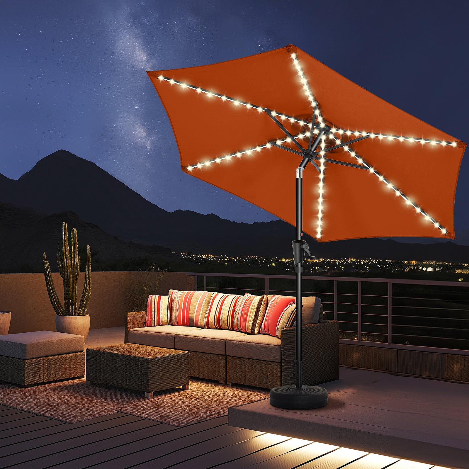 Taskbay 9ft Solar Patio Umbrella with Lights (Base not included)