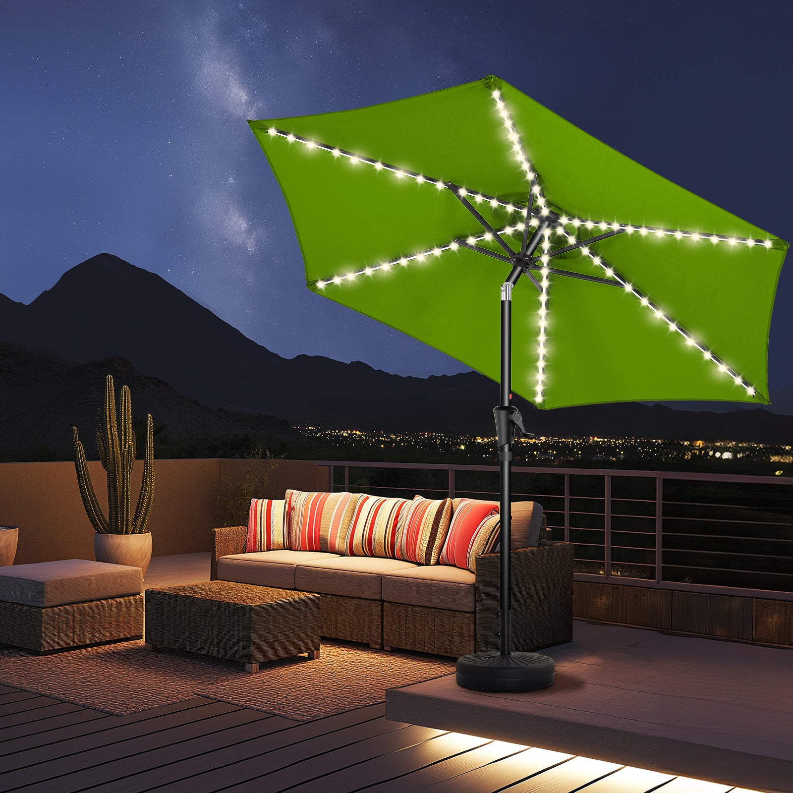 Taskbay 9ft Solar Patio Umbrella with Lights (Base not included)