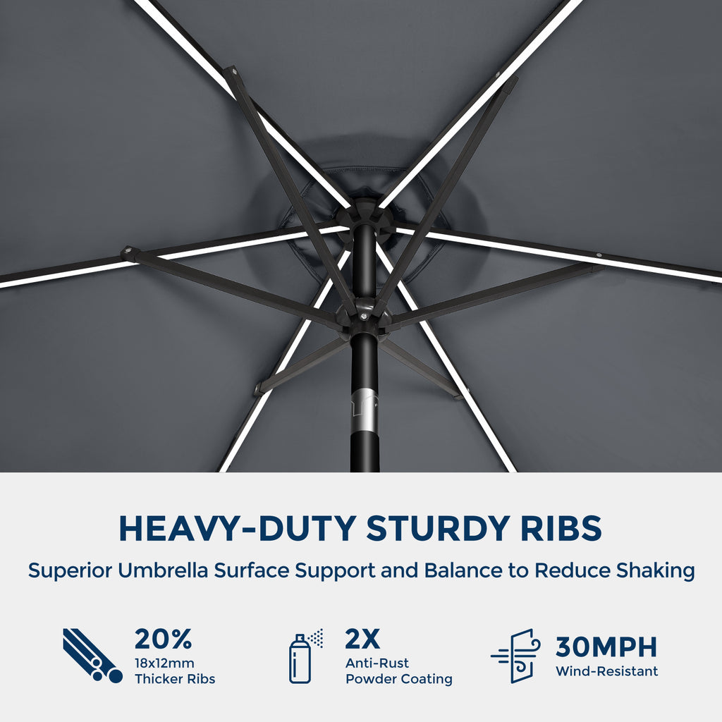 Taskbay 9ft Solar Patio Umbrella with Lights (Base not included)