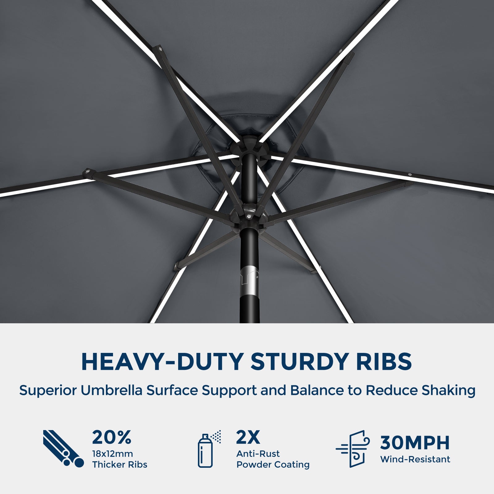 Taskbay 9ft Solar Patio Umbrella with Lights (Base not included)