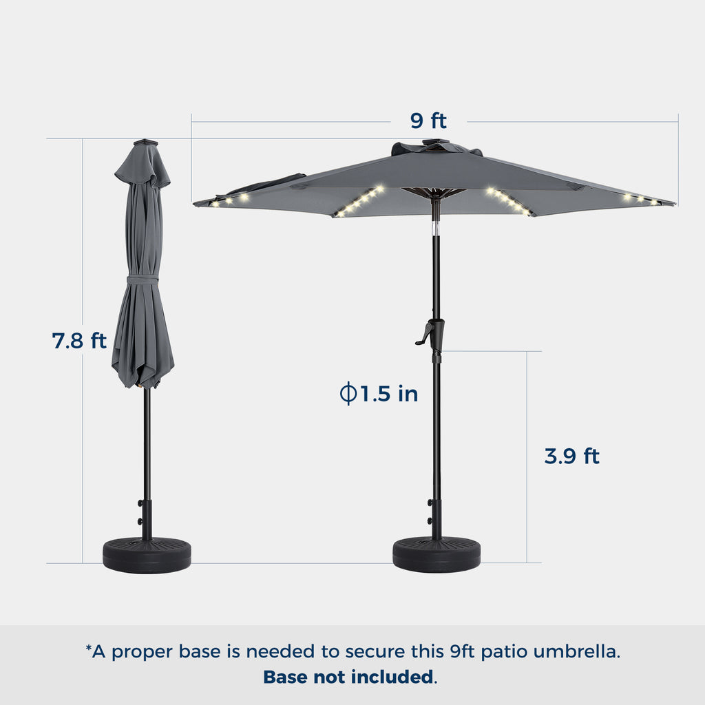 Taskbay 9ft Solar Patio Umbrella with Lights (Base not included)