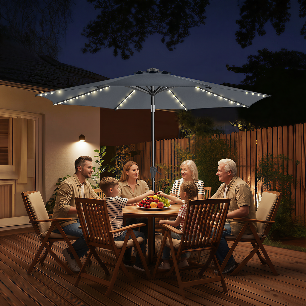 Taskbay 9ft Solar Patio Umbrella with Lights (Base not included)