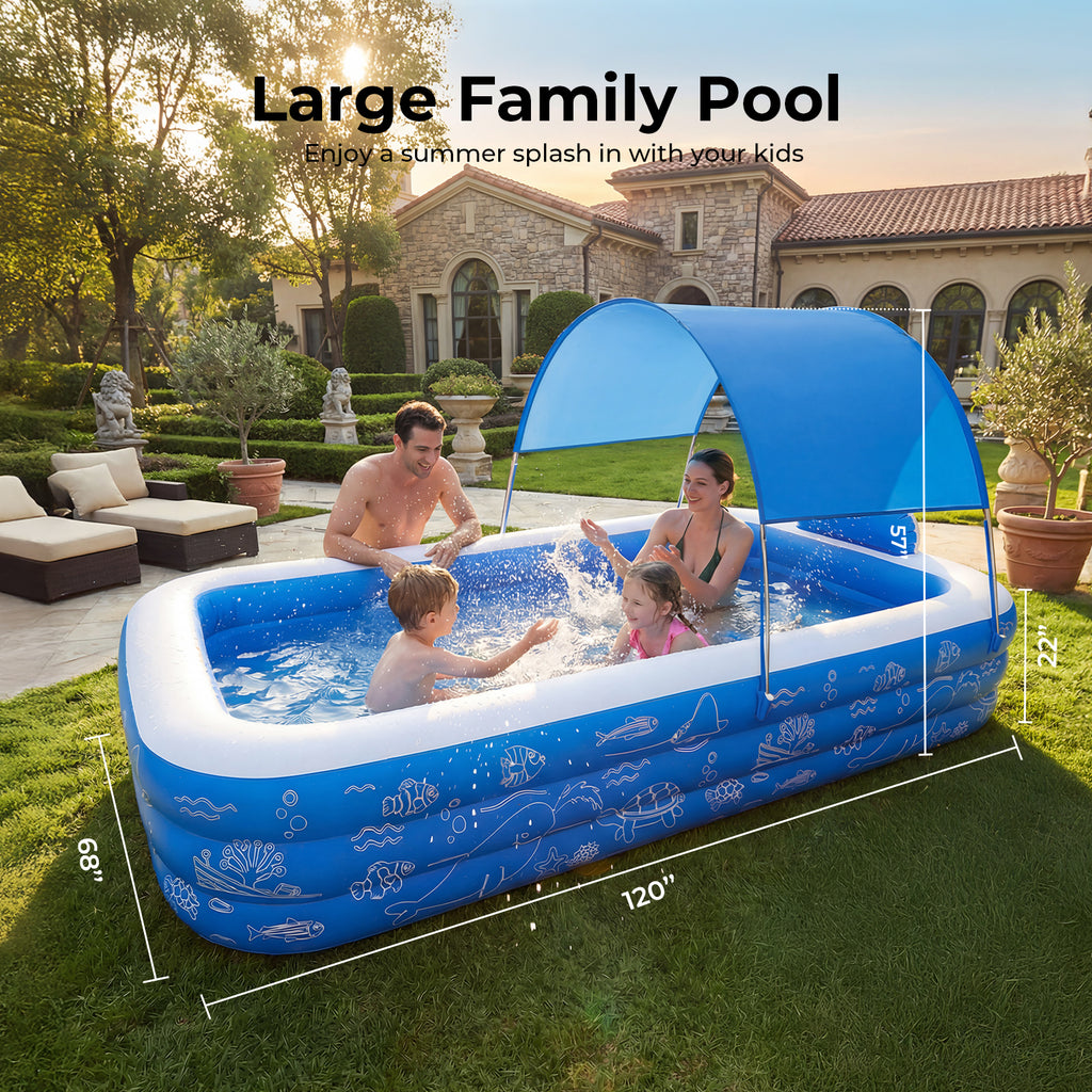 TASKBAY Inflatable Pool for Kids and Adults, Oversized Thickened Family Swimming Pool